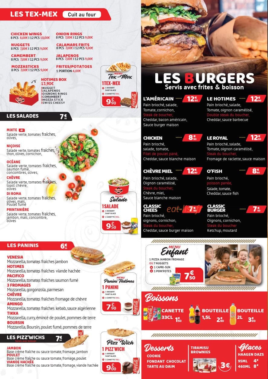 Carte et menu de Pizza Hotimes à Chelles — Menu 3