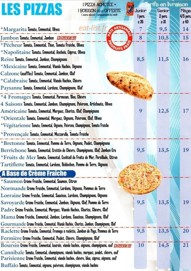 Pizzas Chelles — carte page 2