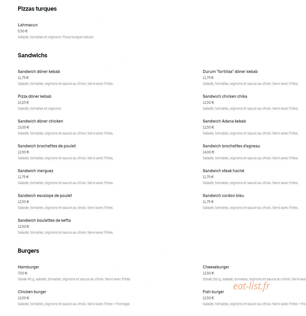 Royal café — carte page 2