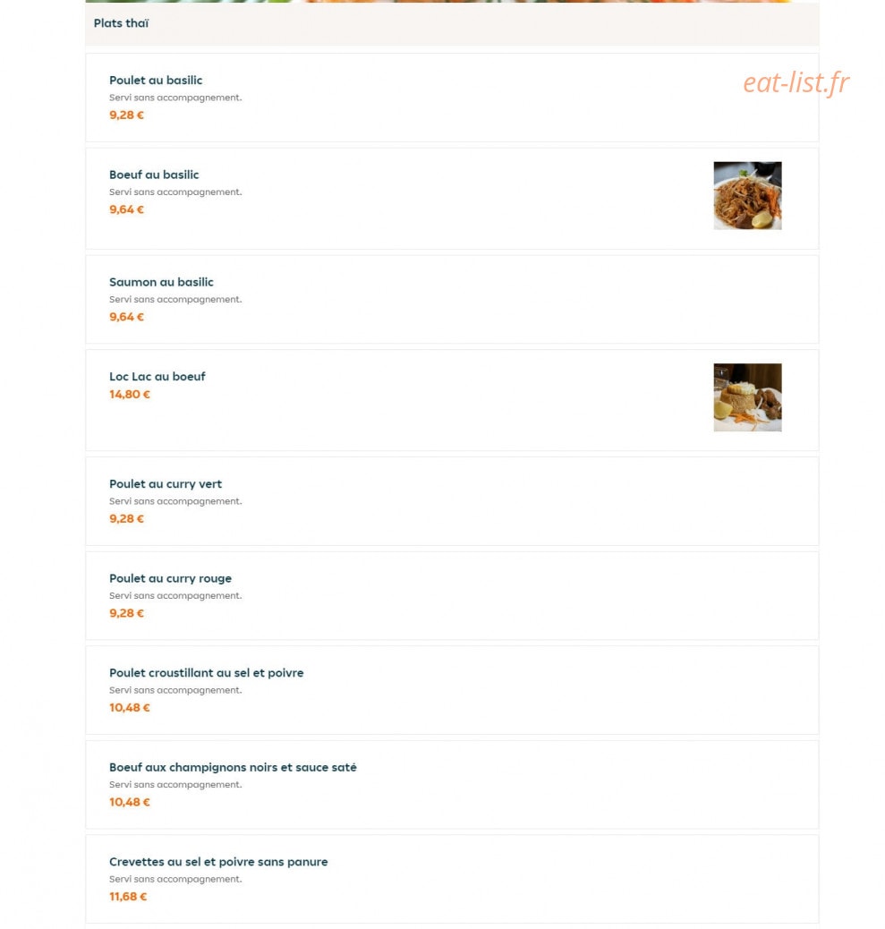 Sojo Thaï — carte page 5