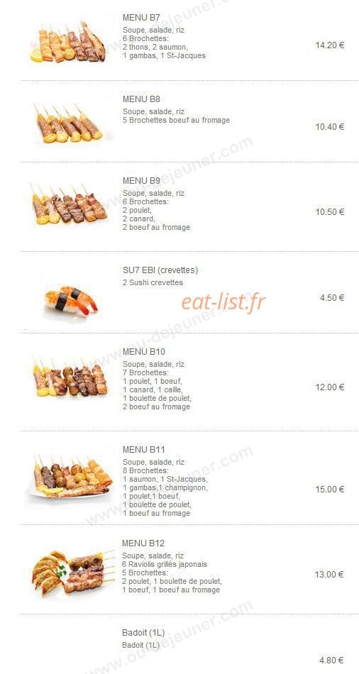 Yakitori — carte page 2