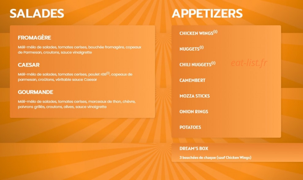 Dream's Pizza — carte page 4
