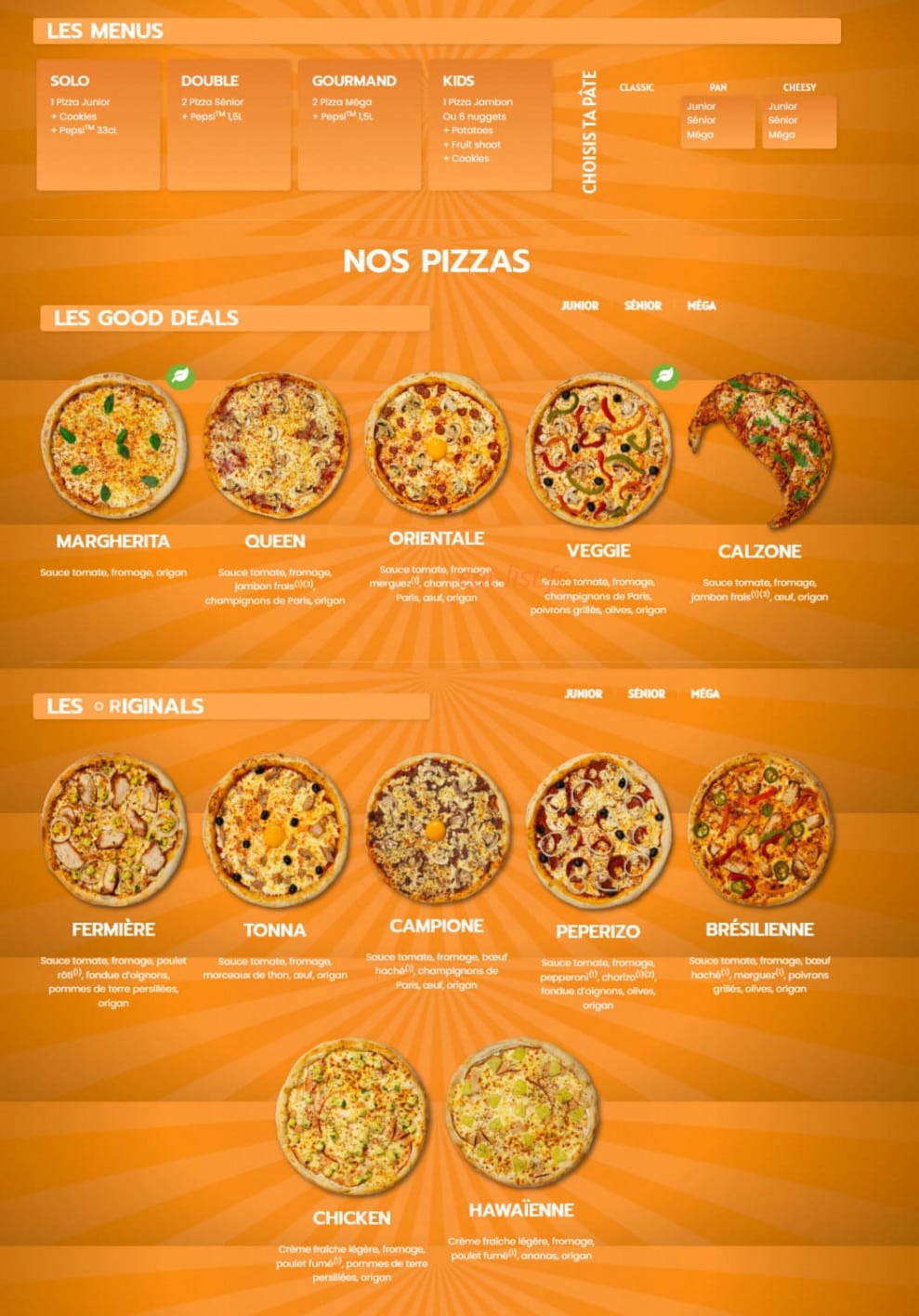 Dream's Pizza — carte page 1
