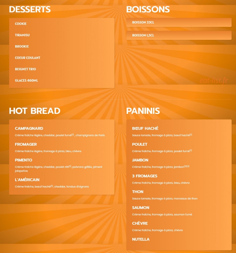 Dream's Pizza — carte page 3