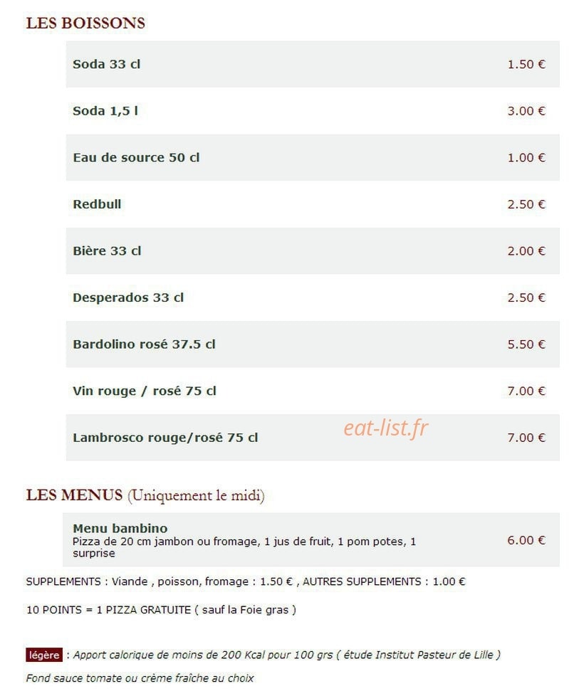 Le Kiosque à Pizzas — carte page 3