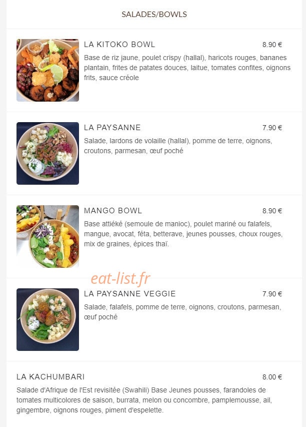 Kitoko Coffee — carte page 2