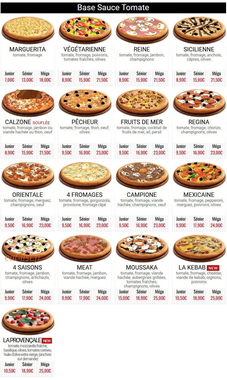 Poppie's pizza — carte page 1