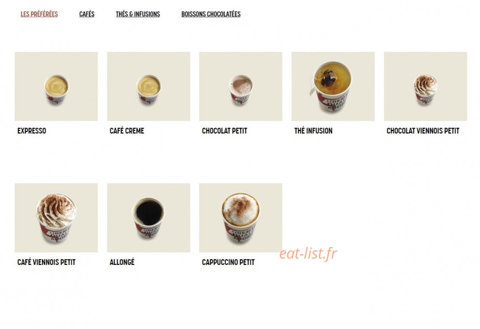 Brioche Dorée — carte page 17