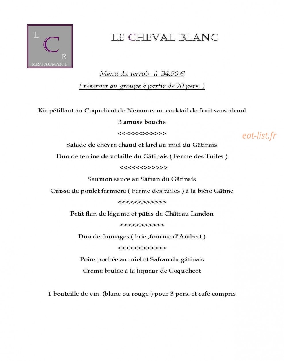 Le Cheval Blanc — carte page 3