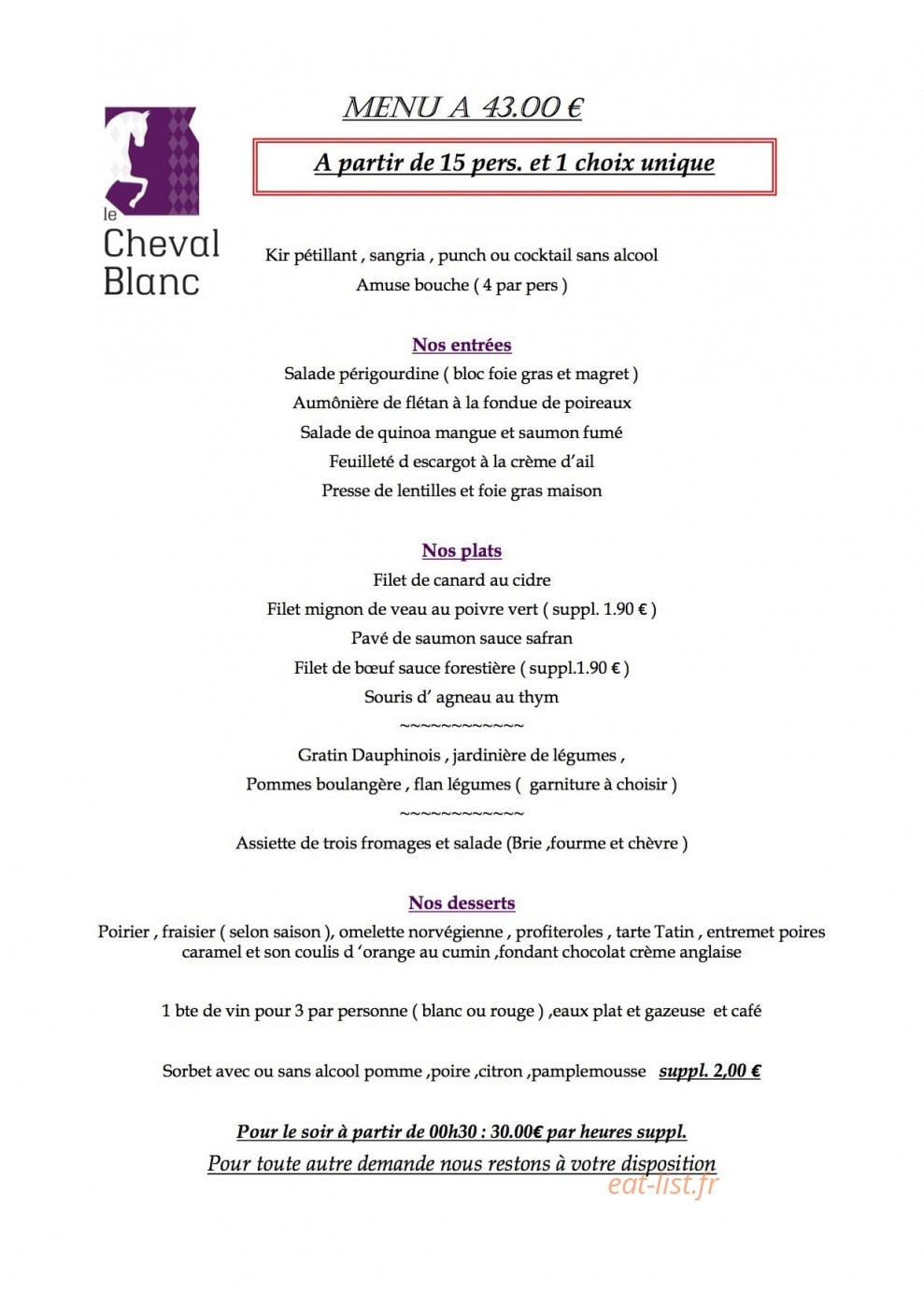 Le Cheval Blanc — carte page 4