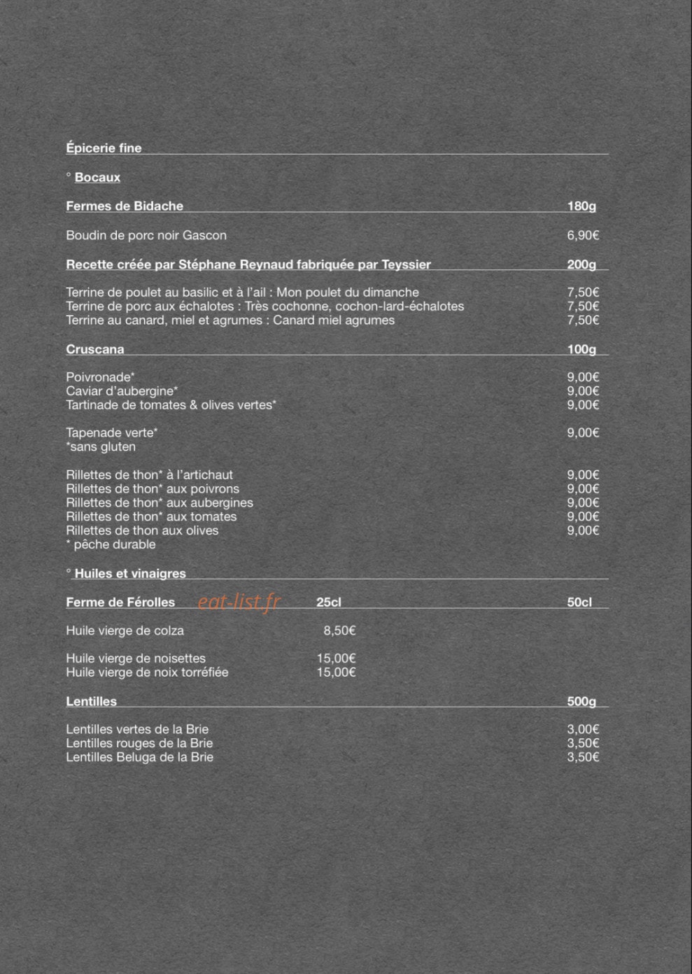 Carte et menu de Bière Saint-Fiacre à Crecy la Chapelle — Les produits