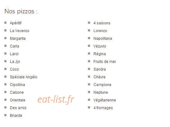Chez Angelo — carte page 1