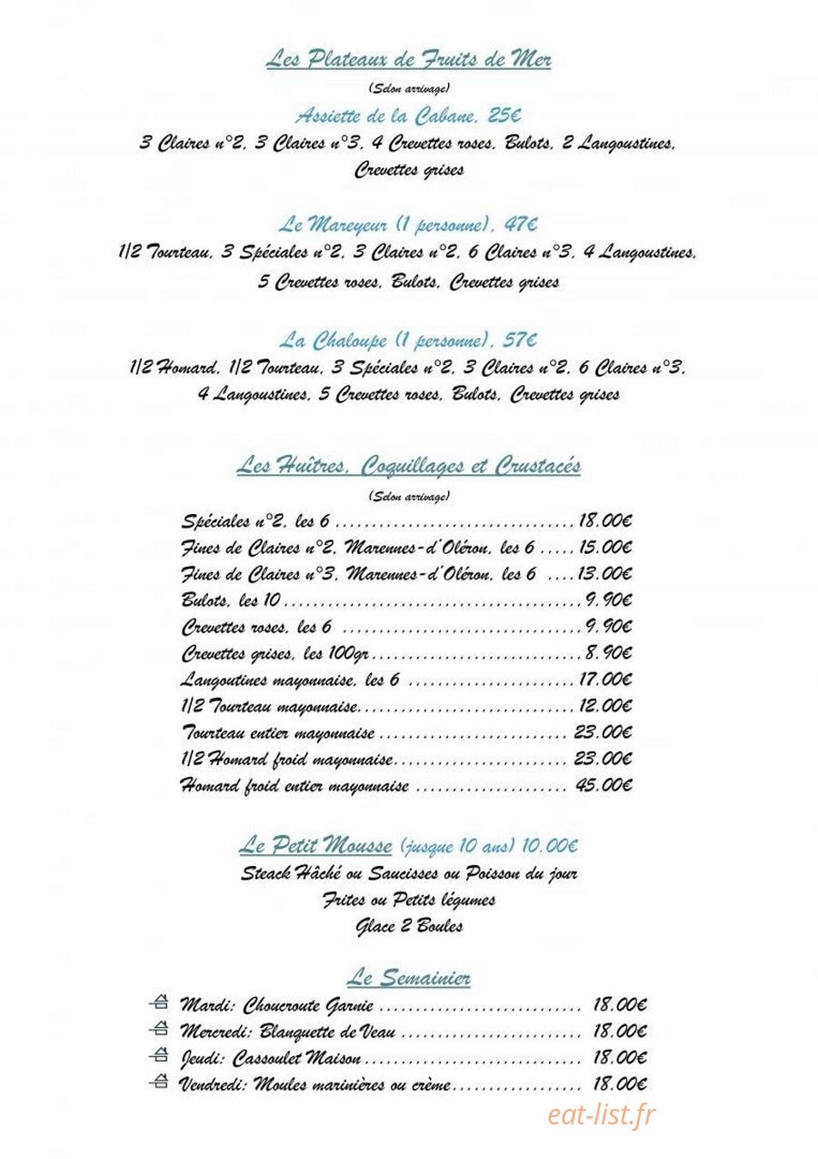 La Cabane — carte page 3