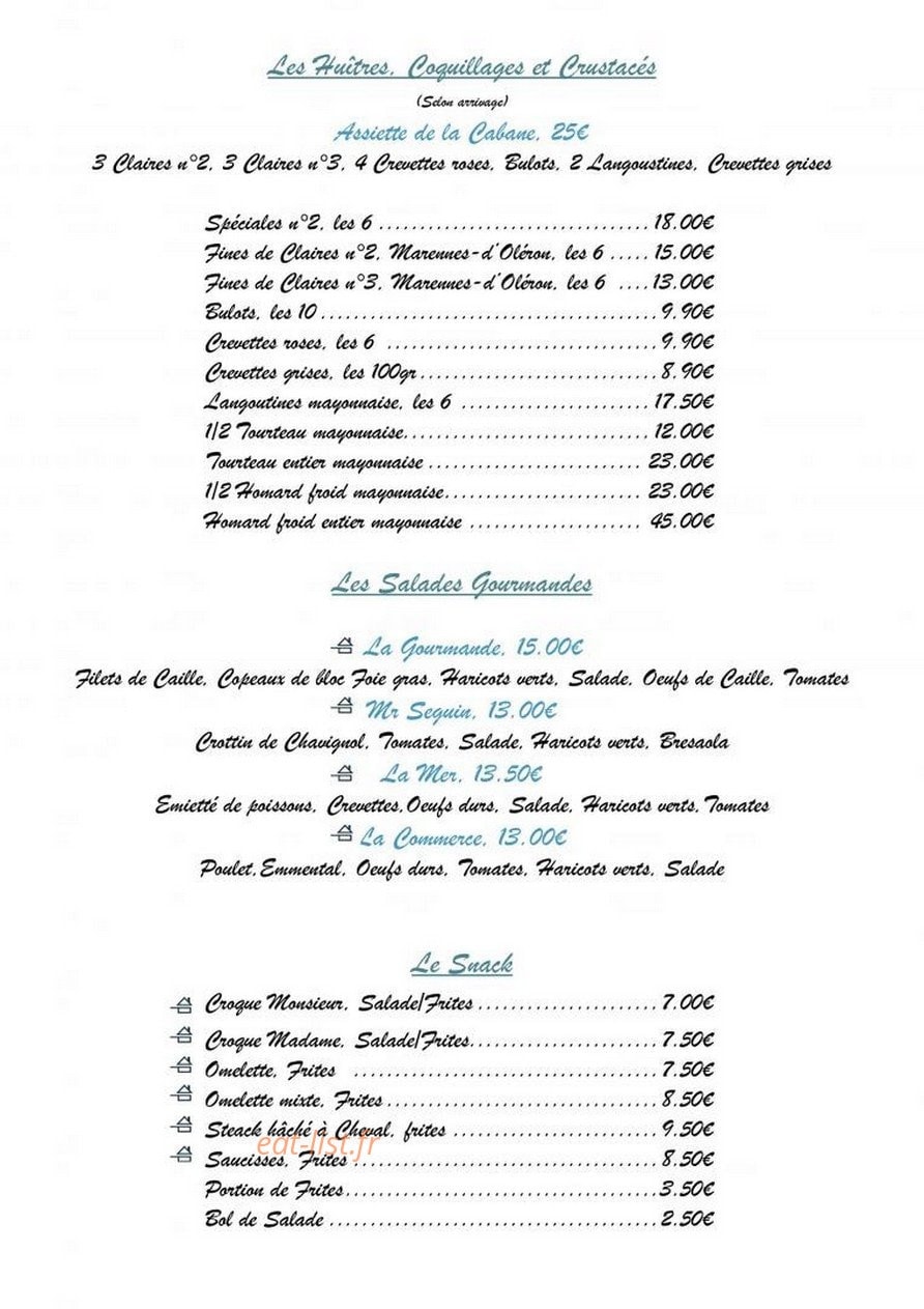 La Cabane — carte page 2