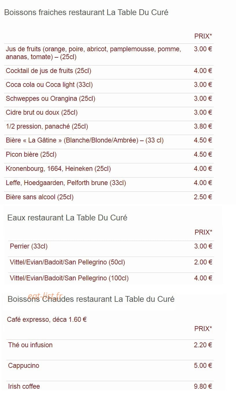 La Table du Curé — carte page 4