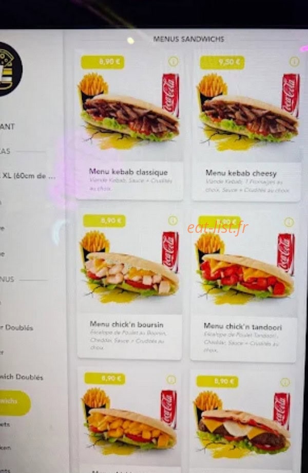Carte et menu de Double XL à Bussy Saint Georges — Sandwiches