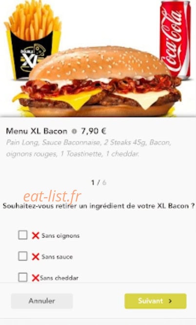 Carte et menu de Double XL à Bussy Saint Georges — Menu xl bacon