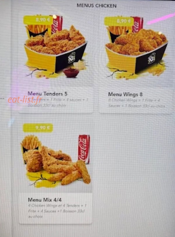 Carte et menu de Double XL à Bussy Saint Georges — Menu chicken