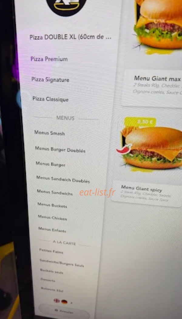 Carte et menu de Double XL à Bussy Saint Georges — Pizzas et menus
