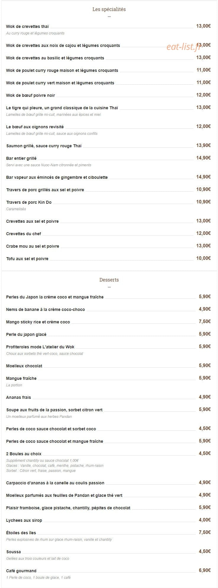 L'atelier du wok — carte page 4
