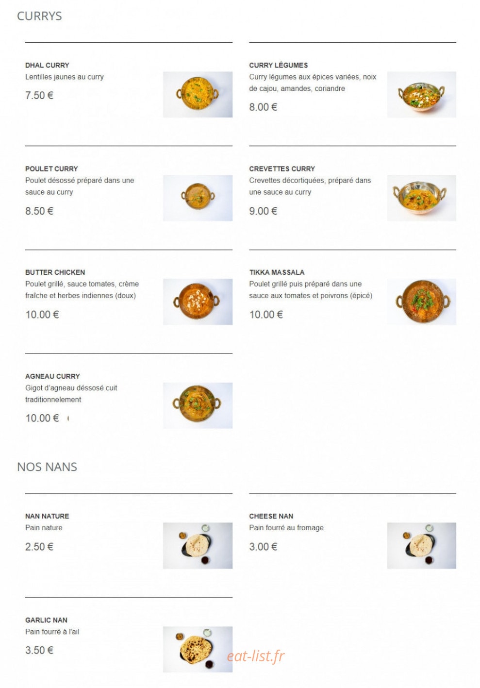 Le Comptoir Indien — carte page 3