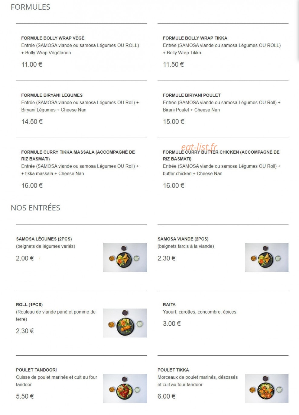 Le Comptoir Indien — carte page 1