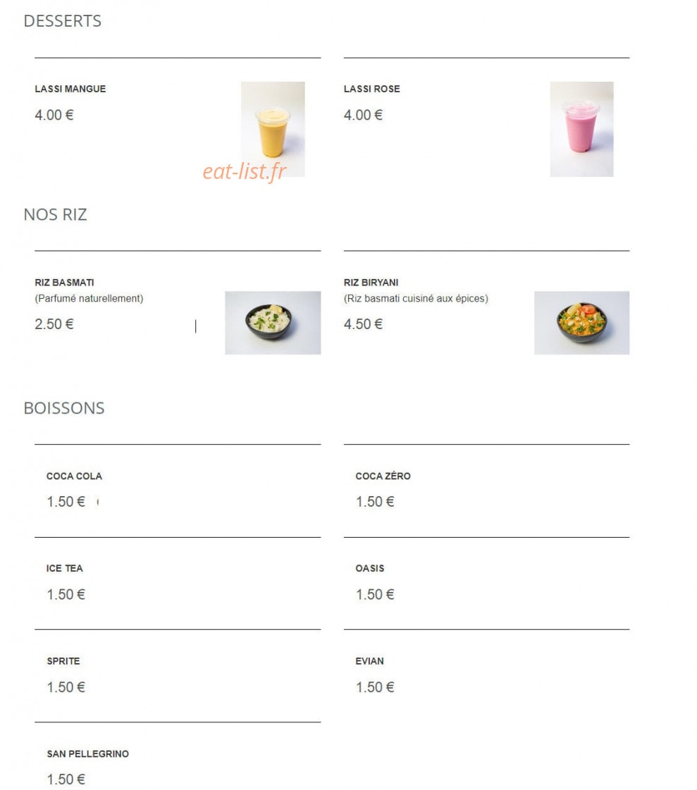 Le Comptoir Indien — carte page 4