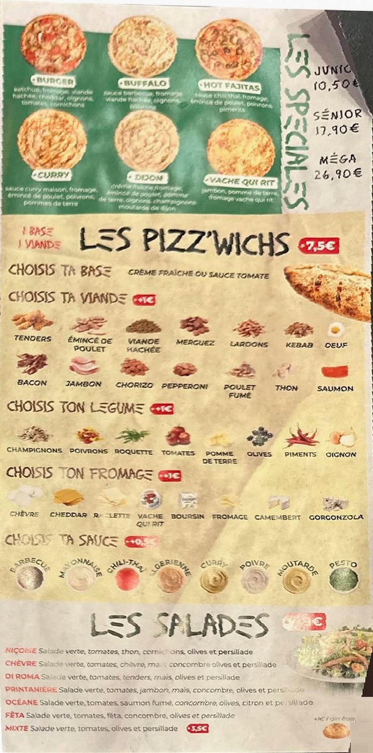 Carte et menu de Pizza Hotimes à Bussy Saint Georges — Menu 3
