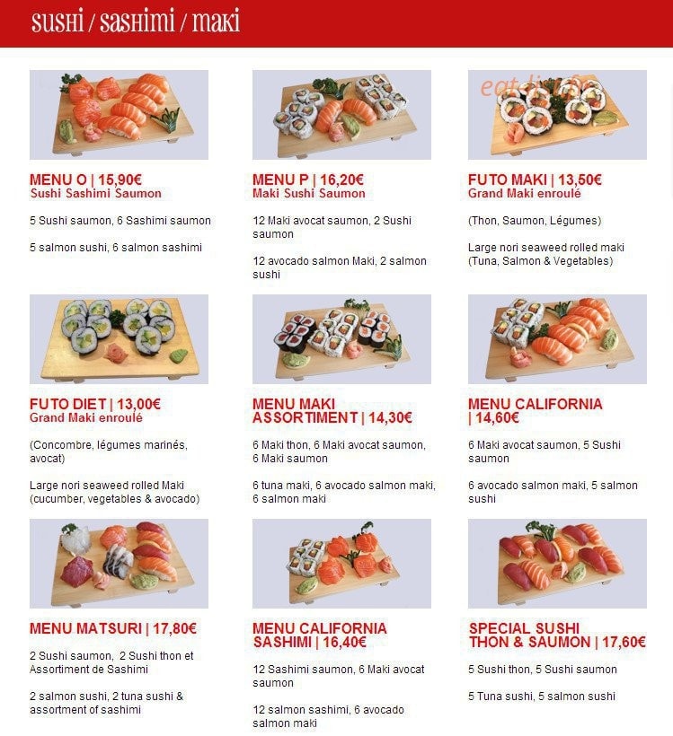Sushi Yama — carte page 1