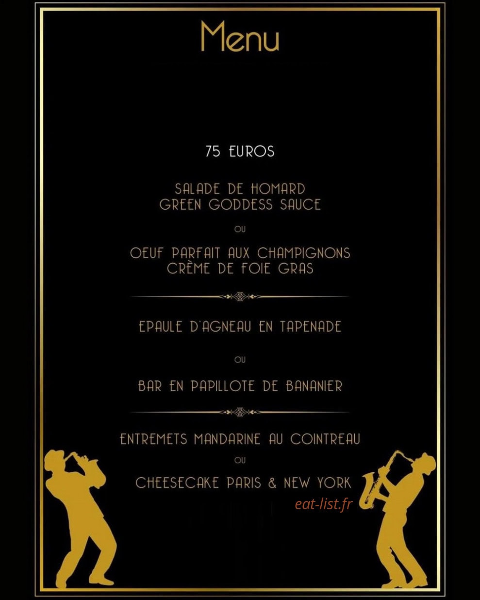 Gatsby Club — carte page 1
