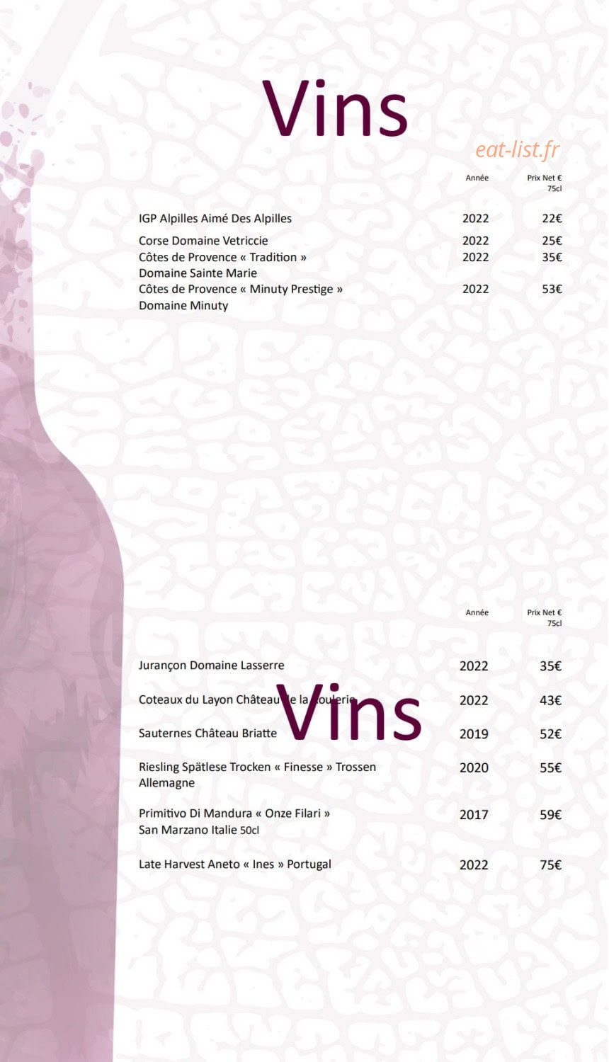 Le 10vins — carte page 5