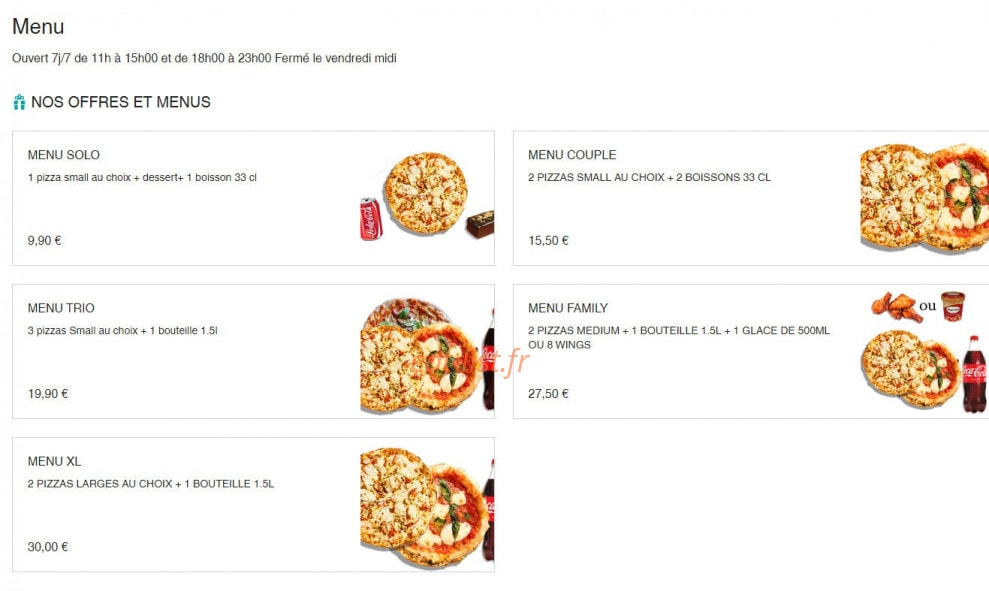 Ô My Food — carte page 1