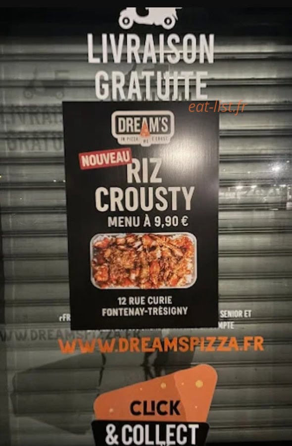 Dream's pizza — carte page 1
