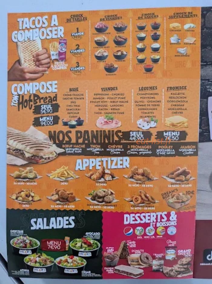 Dream's pizza — carte page 2
