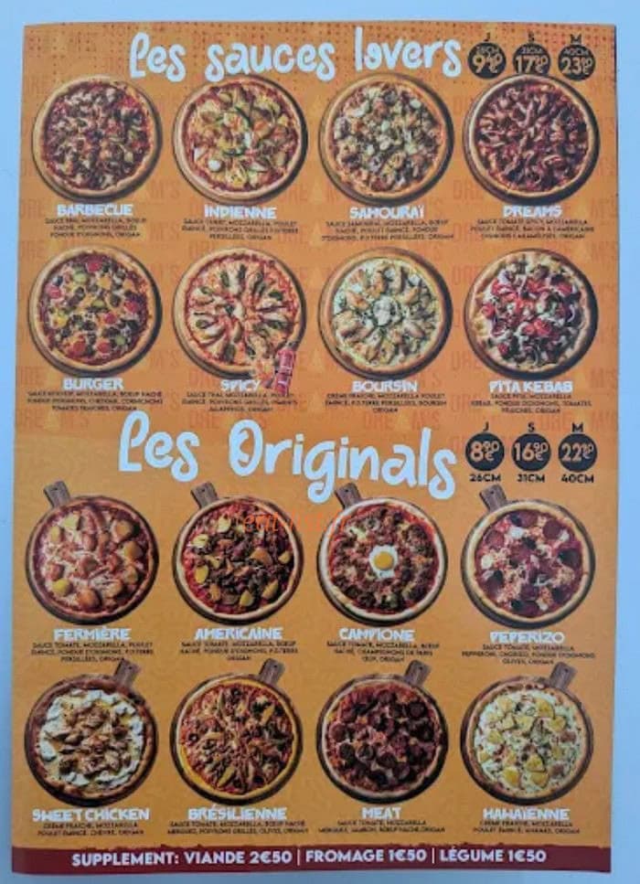 Dream's pizza — carte page 3