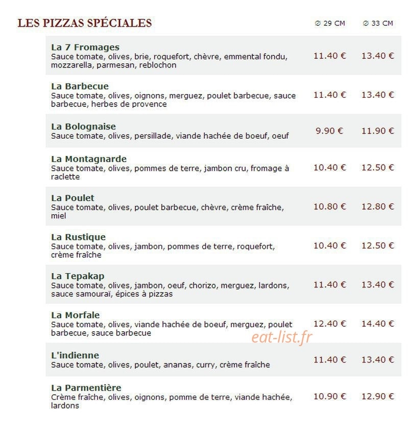 Le Kiosque à Pizzas — carte page 2