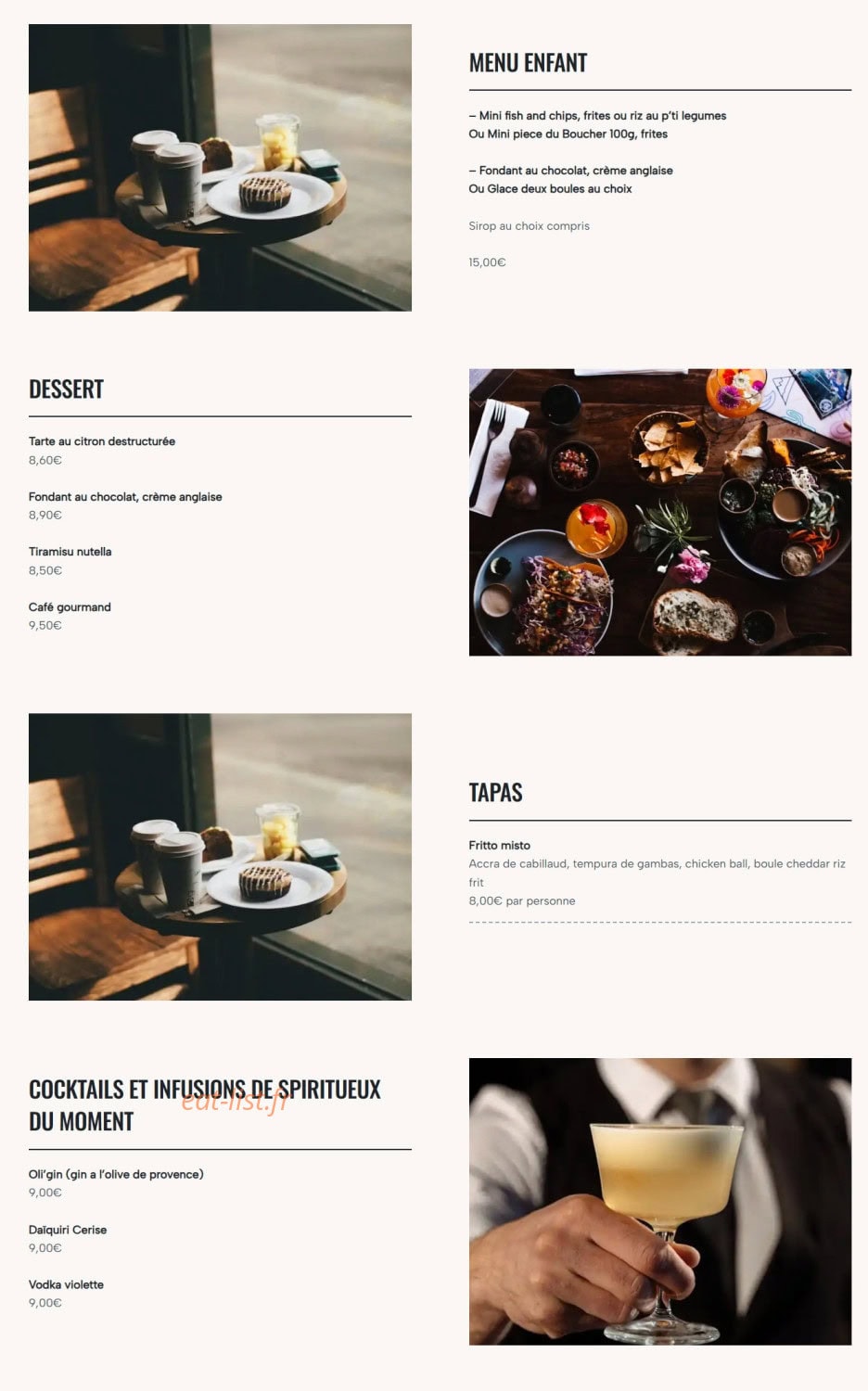 Mr Bistrot — carte page 2