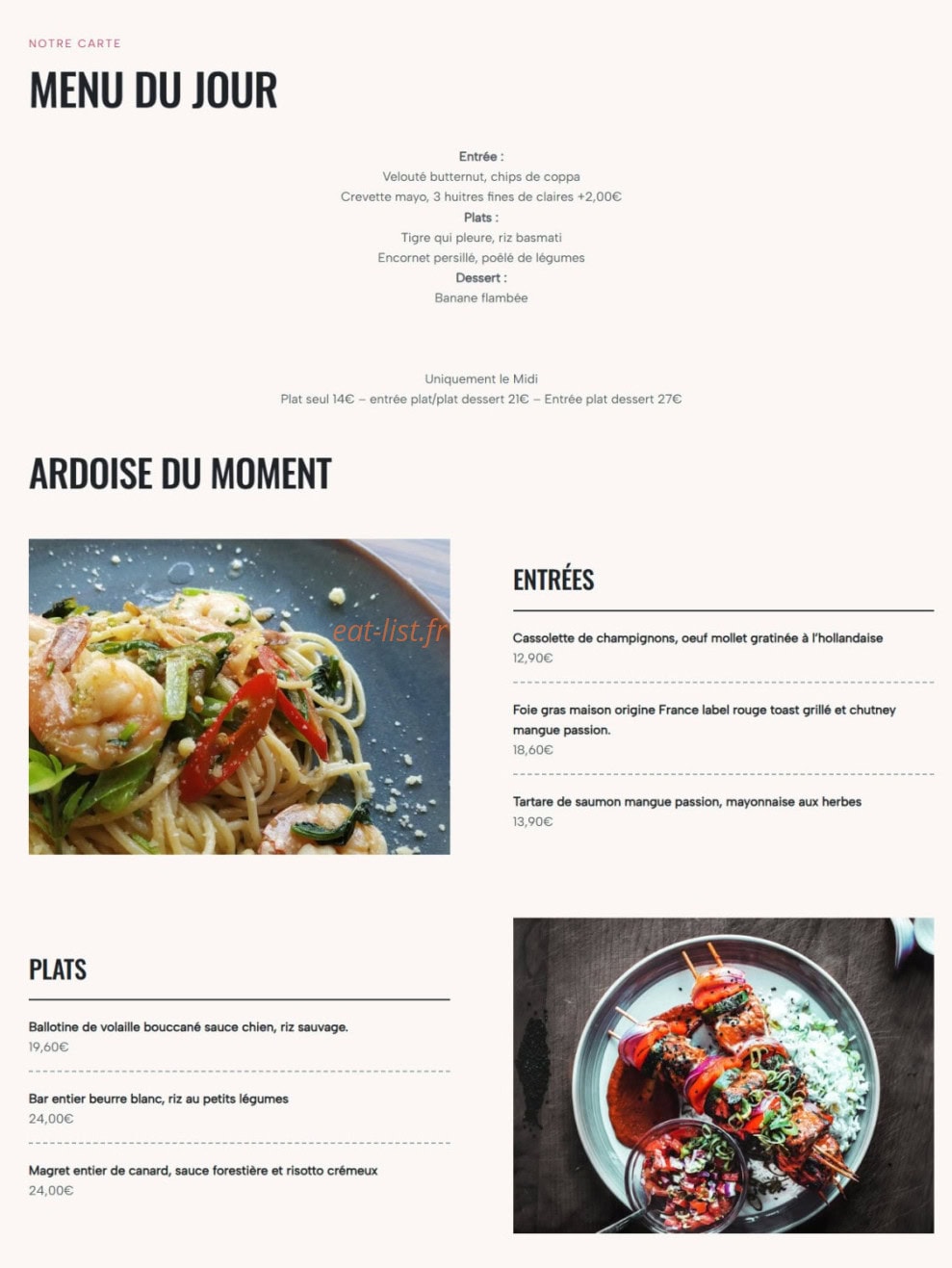 Mr Bistrot — carte page 1