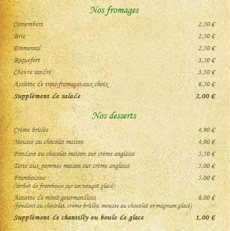 Auberge du Bréon — carte page 15