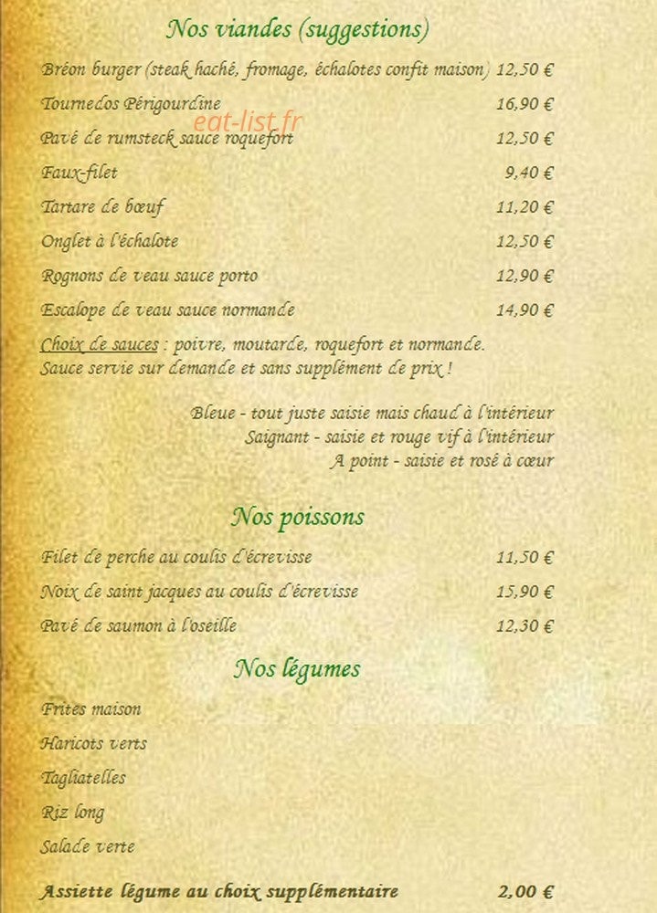 Auberge du Bréon — carte page 2
