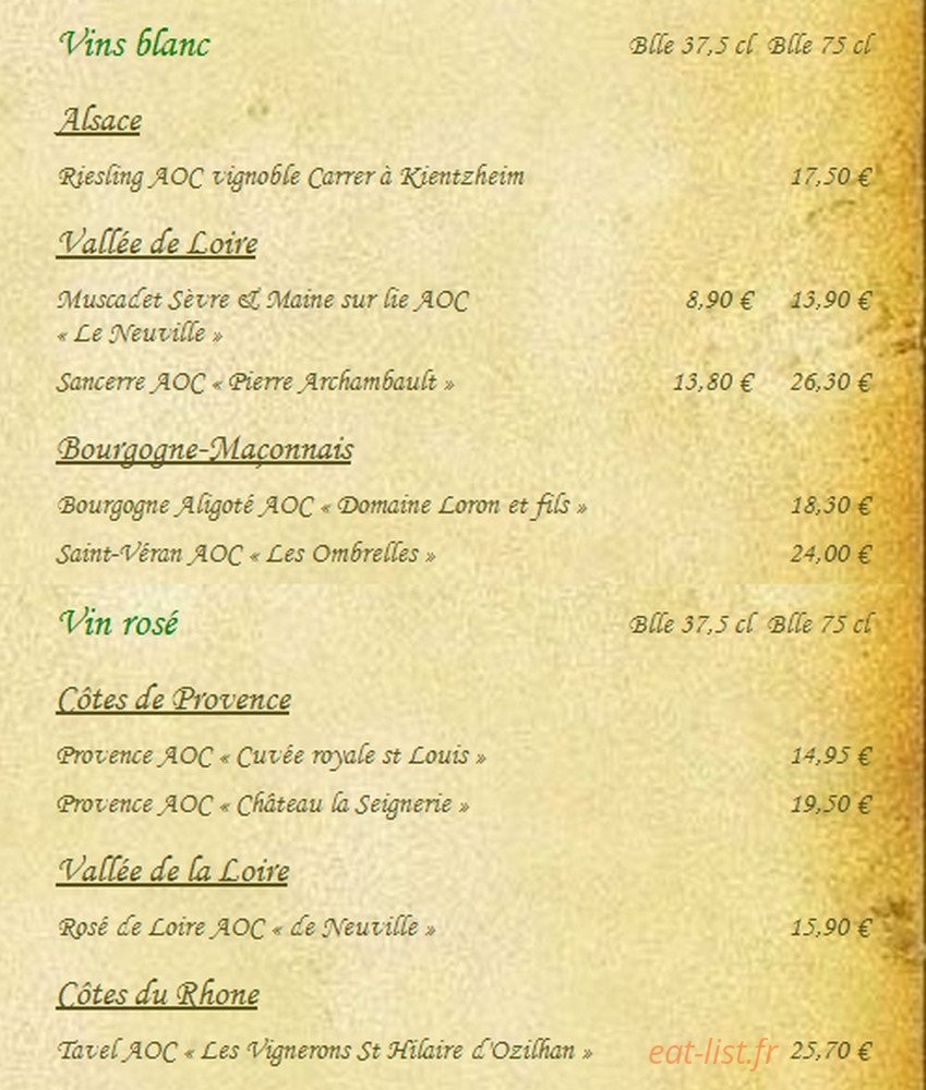 Auberge du Bréon — carte page 13
