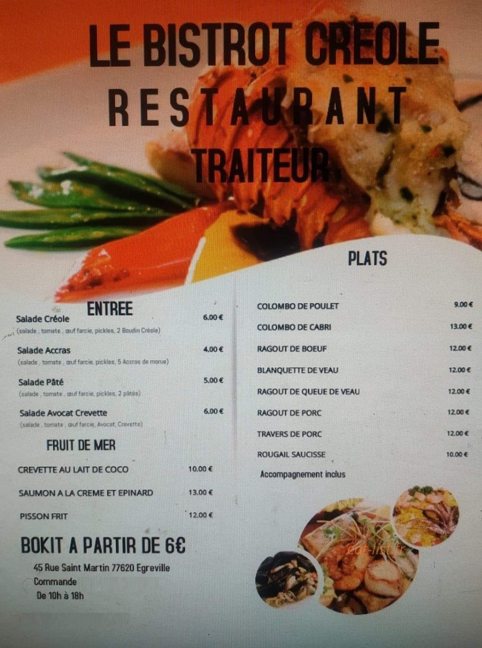 Le Bistrot Créole — carte page 2