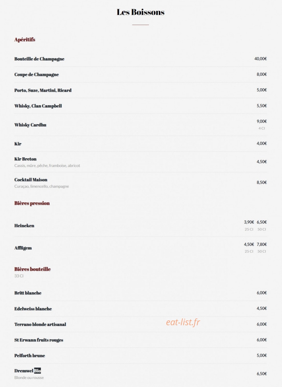 Crêperie Barjole — carte page 7