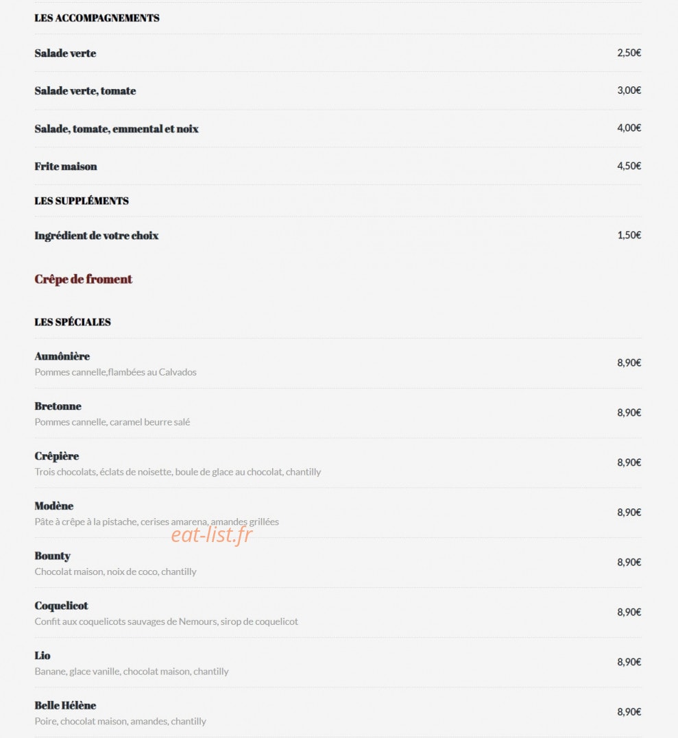 Crêperie Barjole — carte page 4