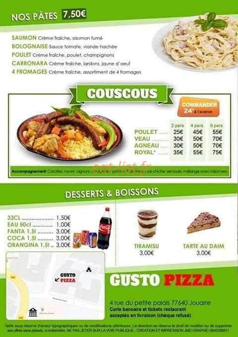 Gusto pizza — carte page 4