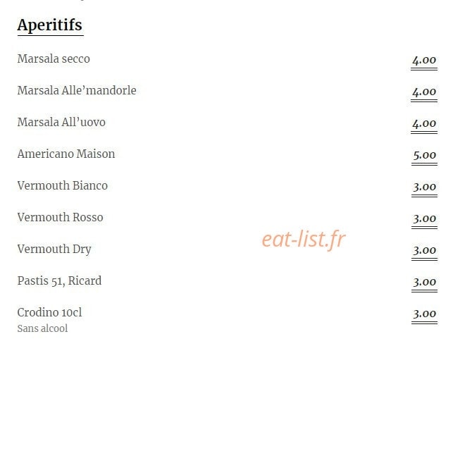 La Cucina — carte page 1