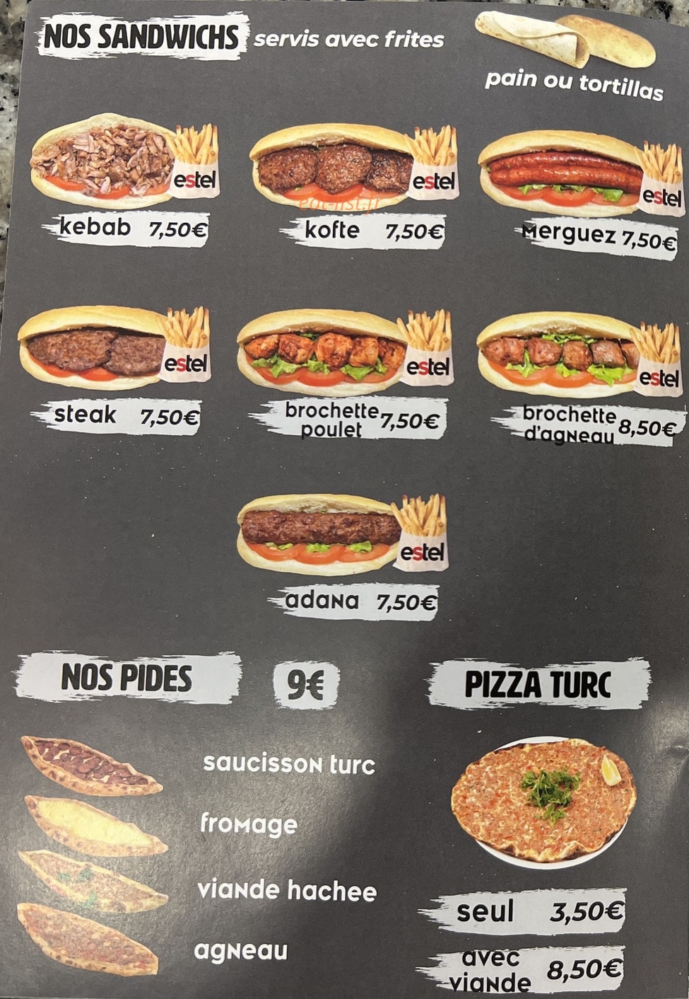 Restaurant Estel — carte page 2