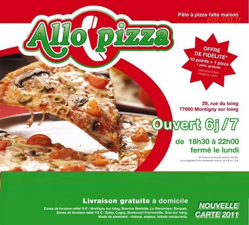 Allo Pizza — carte page 1
