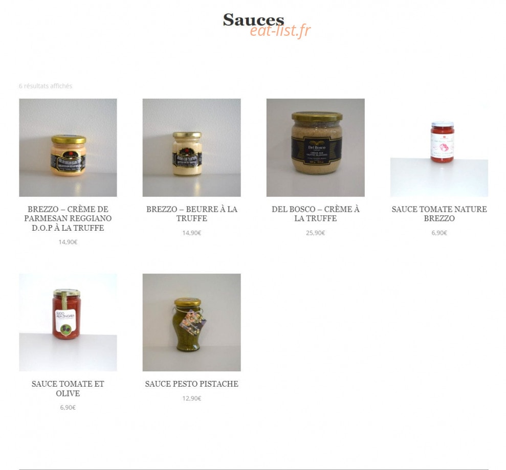 Carte et menu de Les Délices d'Italie De Bailly à Bailly Romainvilliers — Les sauces