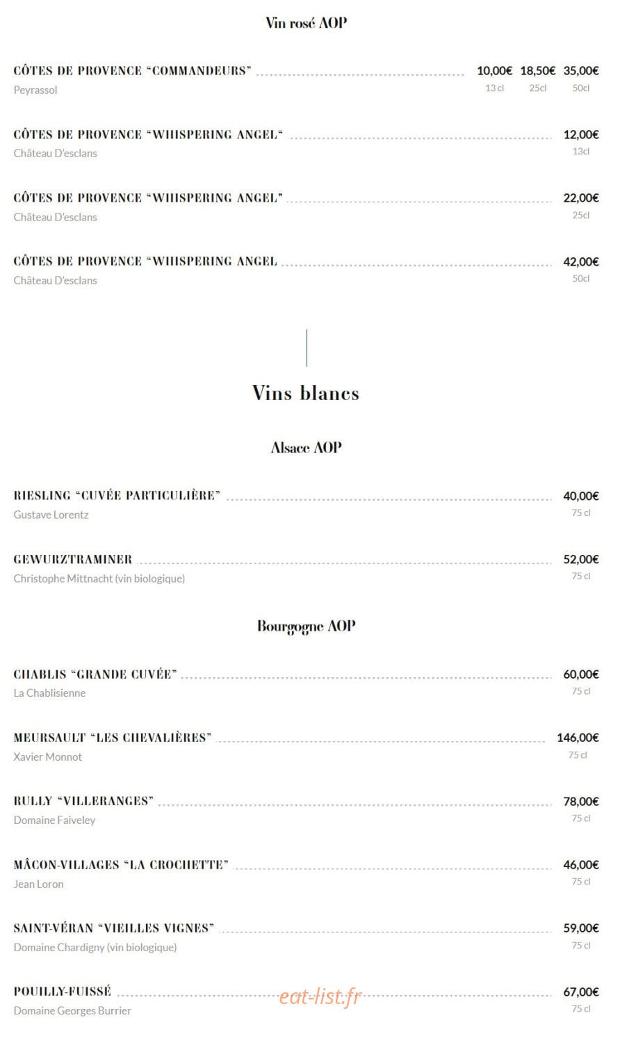 Brasserie Rosalie — carte page 22